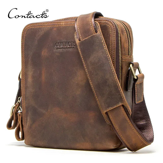 Genuine Leather Men's Messenger Crossbody Vintage Shoulder Bags for 7.9" Ipad Mini