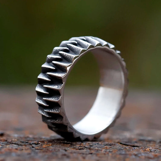 Fashion 2024 New Stainless Steel Retro gear Ring For Men